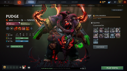 Guardian V | MMR: 1372 | Behavior: 10245 | Pudge Arcana | 2600+ Matches Played | Many Immortals & Sets Inside | Mainpool | High Trophy