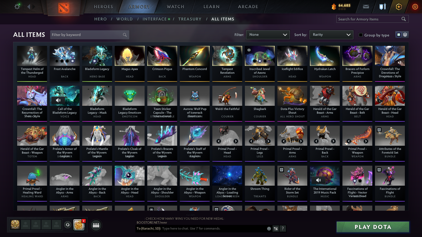 Archon IV | MMR: 2784 - Behavior: 11730 | Arcanas: Juggernaut, Zeus & CM | Many Immortals and Rare Sets | 4,700+ Hours | Mainpool | Complete Access