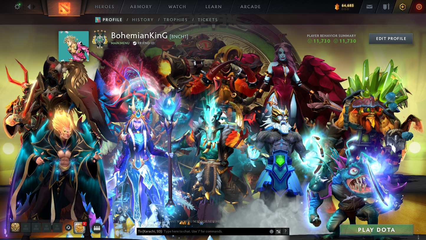 Archon IV | MMR: 2784 - Behavior: 11730 | Arcanas: Juggernaut, Zeus & CM | Many Immortals and Rare Sets | 4,700+ Hours | Mainpool | Complete Access