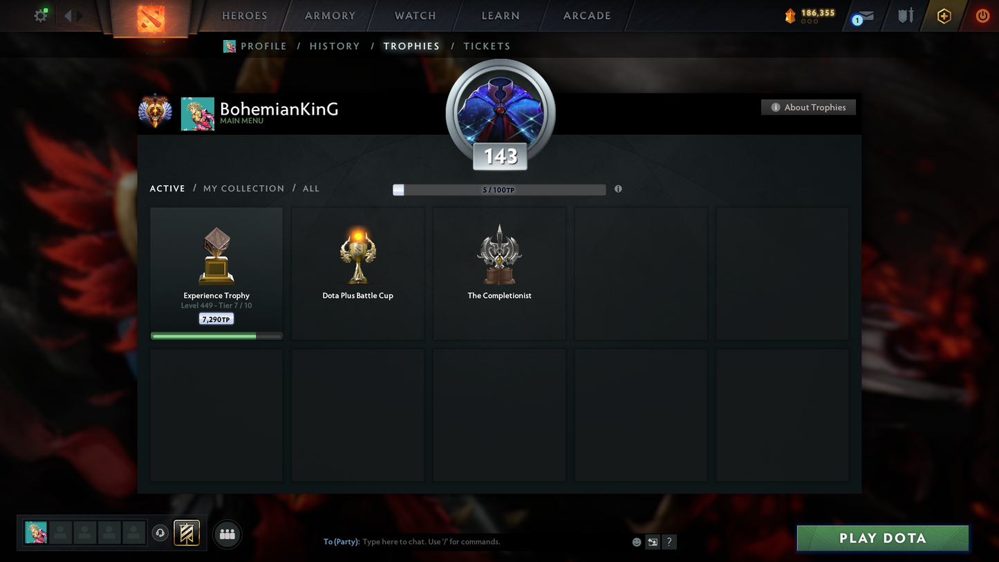 Immortal Leaderboard | MMR: 9186 - Behavior: 11432 | Battlepass: TI10 | 7 Arcanas - Wraith King, Windranger, Queen of Pain (Style 2 Unlocked), PA, Zeus, CM & Legion | 5 Personas | Tons of Cache Sets | 7800+ Matches Played | Complete Access