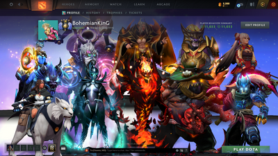 Divine IV | MMR: 5169 | Behavior: 11033 | 3 Arcanas: SF, PA & Pudge | 2 Personas: AM & Mirana | 10th Anniversary Items | Mainpool | High Trophy Level | 2017 Account