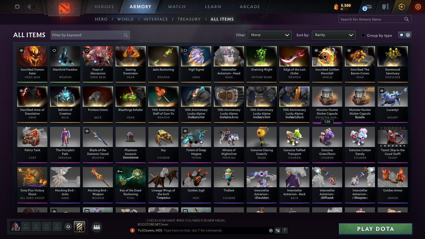 Divine IV | MMR: 5169 | Behavior: 11033 | 3 Arcanas: SF, PA & Pudge | 2 Personas: AM & Mirana | 10th Anniversary Items | Mainpool | High Trophy Level | 2017 Account
