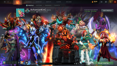 Crusader II | MMR: 1672 | Battlepass: TI10 | 4 Arcanas - Wraith King (Style 2), Windranger, Queen of Pain (Style 2 Unlocked) & Jugg | AM, Pudge Personas | Many Cache Sets | 2015 Account | 4,052 Matches Played | Complete Access