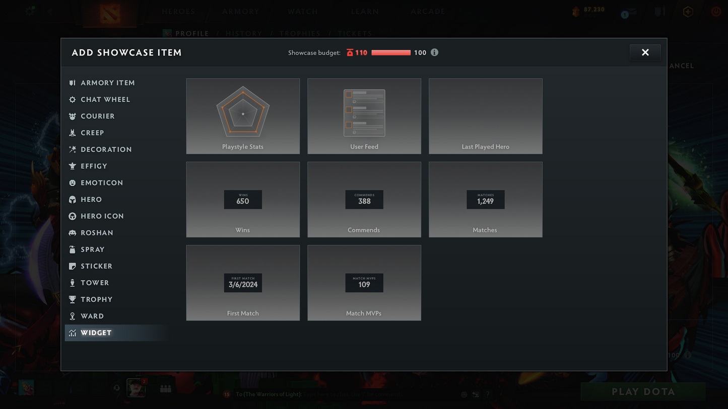 Legend III | MMR: 3409 | Behavior: 11550 | 3 Arcanas: Terrorblade, Pudge & Rubick | Anti Mage Persona | Many Rare Sets & Immortals | Mainpool | High Trophy Level | 1,421 Hours Played