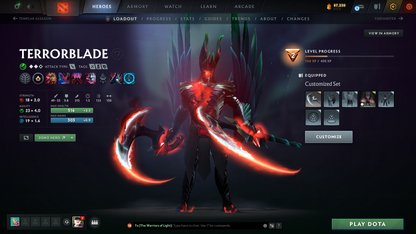 Legend III | MMR: 3409 | Behavior: 11550 | 3 Arcanas: Terrorblade, Pudge & Rubick | Anti Mage Persona | Many Rare Sets & Immortals | Mainpool | High Trophy Level | 1,421 Hours Played