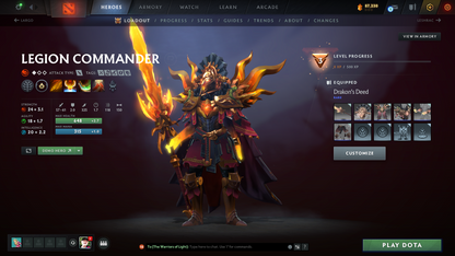Legend III | MMR: 3409 | Behavior: 11550 | 3 Arcanas: Terrorblade, Pudge & Rubick | Anti Mage Persona | Many Rare Sets & Immortals | Mainpool | High Trophy Level | 1,421 Hours Played