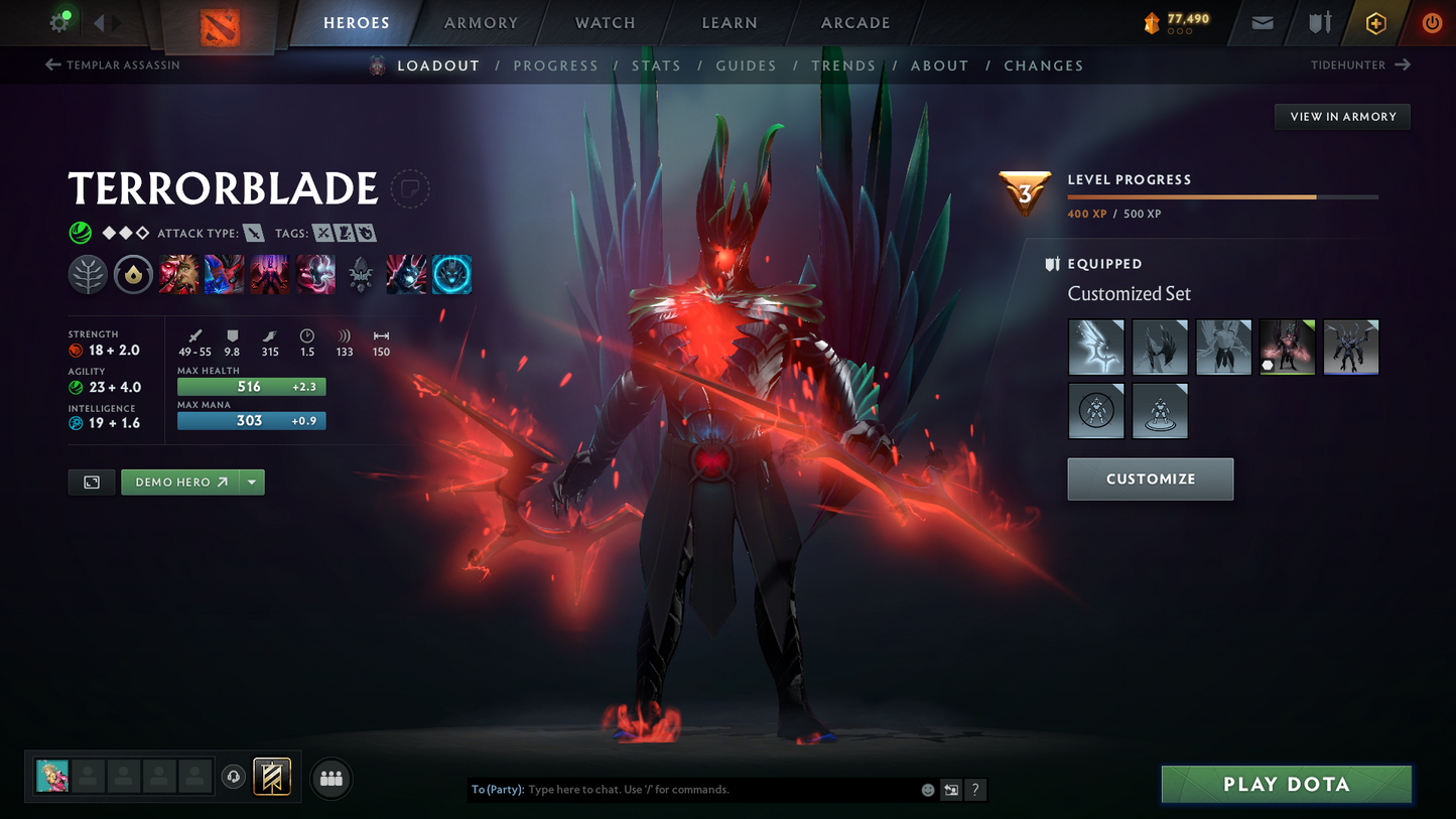Archon III | MMR: 2577 - Behavior: 11051 | 4 Arcanas: Pudge, Legion, Rubick & Terrorblade | High Value Cache Sets & Immortals | 3000+ Hours | Mainpool | Complete Access