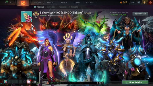 Legend IV | MMR: 3589 - Behavior: 9500 | Exclusive Arcana: Vengeful Spirit & PA | x29 MMR DD Tokens | AM Persona | Many Sets & Immortals | 3100+ Hours | Mainpool | Complete Access
