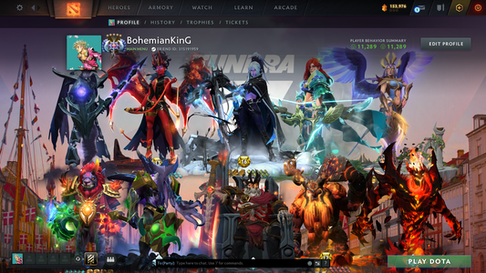 BATTLEPASS: TI8, TI9, TI10, TI11, AGHANIM - SPECIAL COLLECTOR'S ACCOUNT - DROW, ES, WK, QOP, WR, VOID, RAZOR, VENGE, SF ARCANAS + LION'S GREEN HAND, HOODWINK, AXE & TINY PRESTIGE | CACHES WORTH $1000+ | ALL PERSONAS | TERRAINS