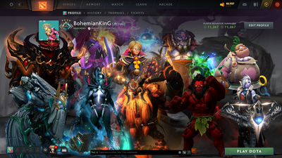 Crusader IV | MMR: 1988 | Battlepass: TI8+TI9 | Earthshaker & PA Arcanas | 3 Personas: Invoker, AM, Pudge | Lion's Green Hand | Axe & Tiny Prestige | 2 Terrains | Tons of Cache Sets | 2018 Account | Complete Access