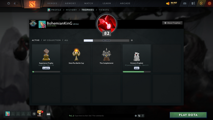 Crusader IV | MMR: 1988 | Battlepass: TI8+TI9 | Earthshaker & PA Arcanas | 3 Personas: Invoker, AM, Pudge | Lion's Green Hand | Axe & Tiny Prestige | 2 Terrains | Tons of Cache Sets | 2018 Account | Complete Access