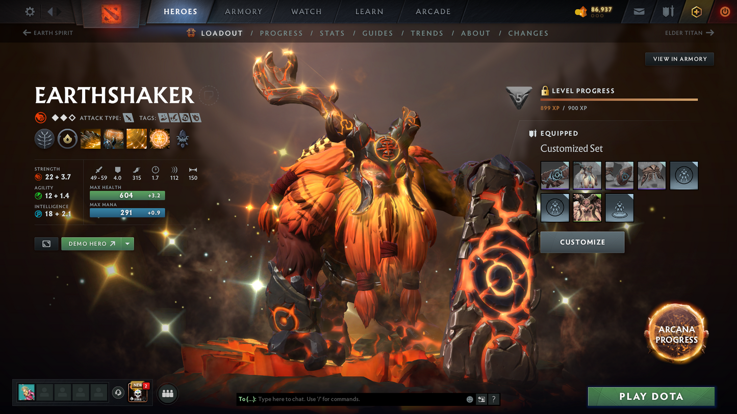 Crusader IV | MMR: 1988 | Battlepass: TI8+TI9 | Earthshaker & PA Arcanas | 3 Personas: Invoker, AM, Pudge | Lion's Green Hand | Axe & Tiny Prestige | 2 Terrains | Tons of Cache Sets | 2018 Account | Complete Access