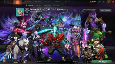 Crusader IV | MMR: 2070 - Behavior: 8194 | x93 MMR DD TOKENS | Juggernaut Arcana | 5 Personas: Pudge, AM, PA, Mirana & CM | Stacked with Rare Cache Sets & Items | 1 Month Free Dota Plus | Mainpool Fast Queue