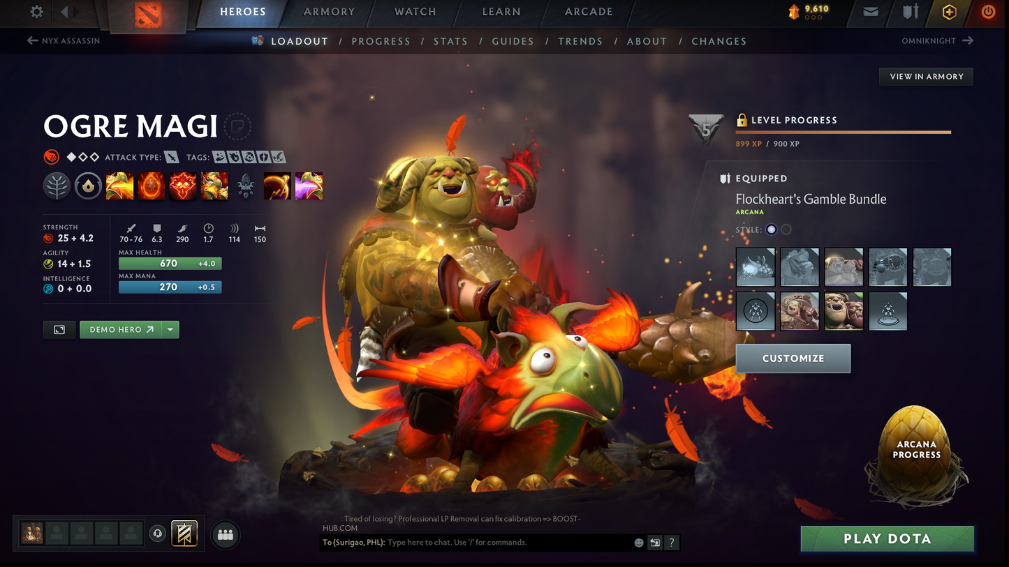 Crusader I | MMR: 1460 - Behavior: 10582 | x141 MMR DD TOKENS | 3 Arcanas: SF, Pudge & Jugg | Stacked With Immortals & Sets | 2200+ Matches | Mainpool | Fast Queue