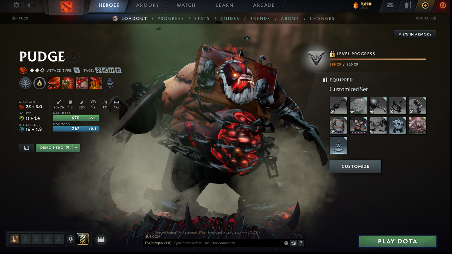 Crusader I | MMR: 1460 - Behavior: 10582 | x141 MMR DD TOKENS | 3 Arcanas: SF, Pudge & Jugg | Stacked With Immortals & Sets | 2200+ Matches | Mainpool | Fast Queue