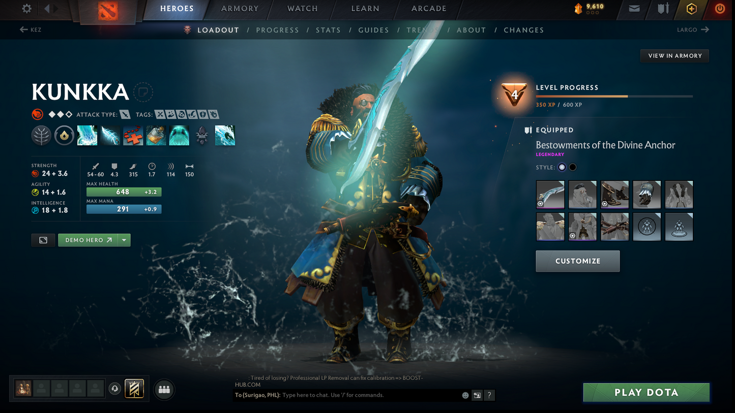 Crusader I | MMR: 1460 - Behavior: 10582 | x141 MMR DD TOKENS | 3 Arcanas: SF, Pudge & Jugg | Stacked With Immortals & Sets | 2200+ Matches | Mainpool | Fast Queue