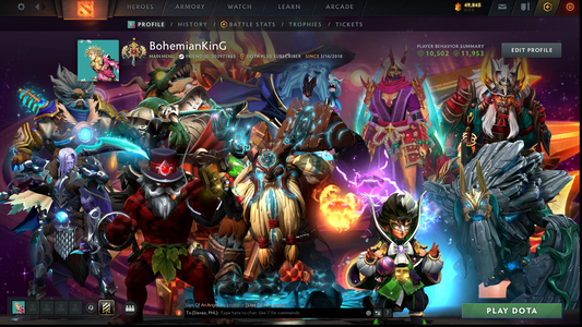 Legend I | MMR: 3027 | Battlepass: TI9 | Earthshaker Arcana | 5 Personas: PA, CM, Invoker, AM & Pudge | Axe & Tiny Prestige | Overgrown Empire Terrain | Tons of Cache Sets | 2014 Account | Complete Access