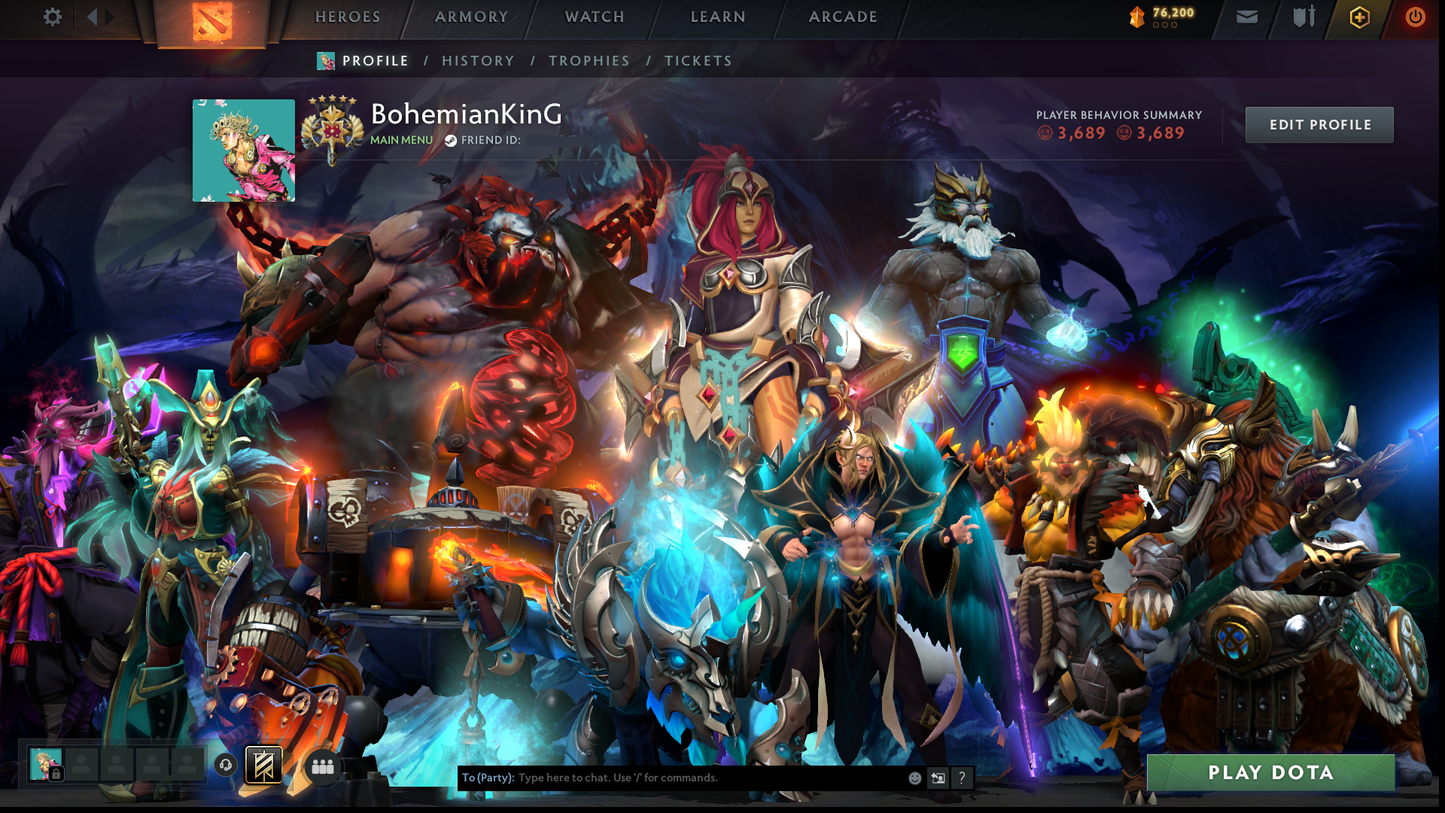 Legend V | MMR: 3609 - Behavior: 3689 (Playable) | 2 Arcanas: Pudge & Zeus | AM Latest Persona | Stacked with Rare Cache Sets & Items | Mainpool | LOW PRICE