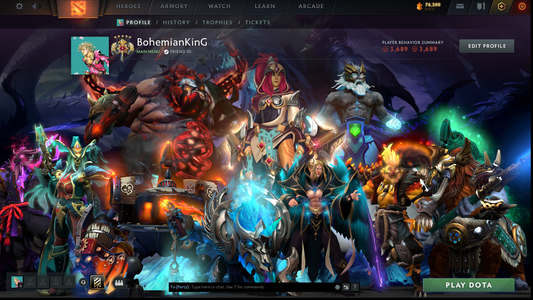 Legend V | MMR: 3609 - Behavior: 3689 (Playable) | 2 Arcanas: Pudge & Zeus | AM Latest Persona | Stacked with Rare Cache Sets & Items | Mainpool | LOW PRICE