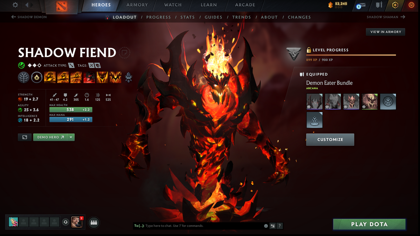 Divine IV | MMR: 5210 | Behavior: 11830 | 3 Arcanas: Shadow Fiend, Crystal Maiden & Terrorblade | 2 Personas: AM & Mirana | Rare Cache Sets & Items | Complete 10th Anniversary | Mainpool | High Trophy Level | 2000+ Hours