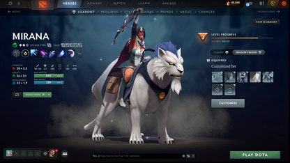 Divine IV | MMR: 5210 | Behavior: 11830 | 3 Arcanas: Shadow Fiend, Crystal Maiden & Terrorblade | 2 Personas: AM & Mirana | Rare Cache Sets & Items | Complete 10th Anniversary | Mainpool | High Trophy Level | 2000+ Hours