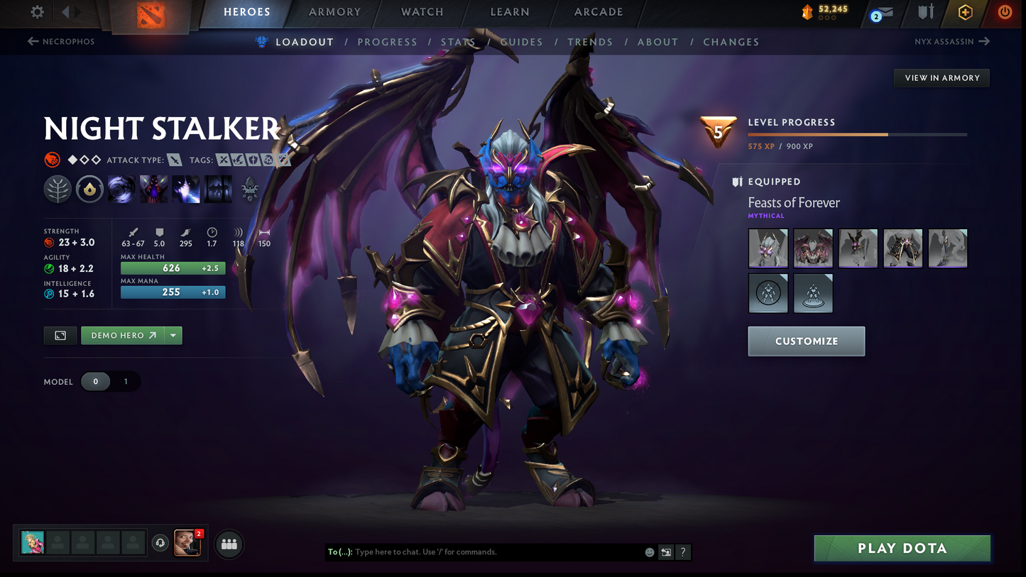Divine IV | MMR: 5210 | Behavior: 11830 | 3 Arcanas: Shadow Fiend, Crystal Maiden & Terrorblade | 2 Personas: AM & Mirana | Rare Cache Sets & Items | Complete 10th Anniversary | Mainpool | High Trophy Level | 2000+ Hours