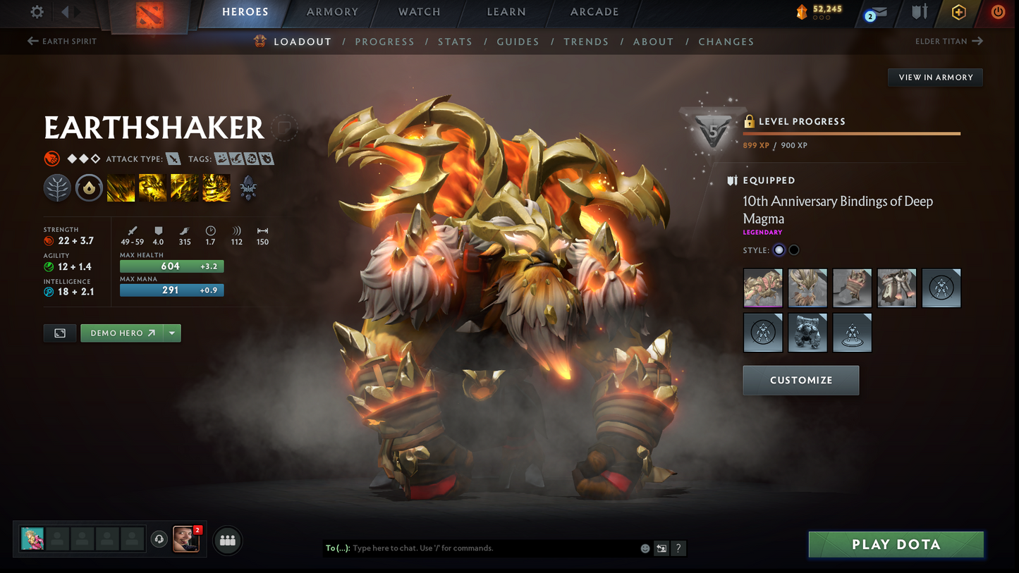 Divine IV | MMR: 5210 | Behavior: 11830 | 3 Arcanas: Shadow Fiend, Crystal Maiden & Terrorblade | 2 Personas: AM & Mirana | Rare Cache Sets & Items | Complete 10th Anniversary | Mainpool | High Trophy Level | 2000+ Hours