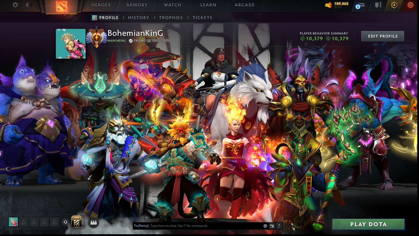 Immortal | MMR: 7582 - Behavior: 10379 | Collector's Account | 4 Arcanas - Zeus, Monkey King, Rubick, Lina | Mirana Persona | Tons of Cache Sets | Expensive Immortals | 9300+ Hours Played | Complete Access