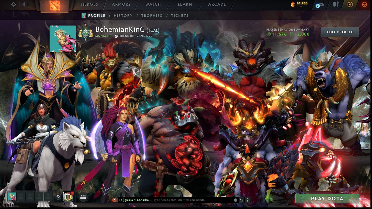 Archon I | MMR: 2197 - Behavior: 12000 | Pudge Arcana | 2 Personas: AM & Mirana | Many Sets | 40+ Expensive Immortals | 3700+ Hours Played | Complete Access