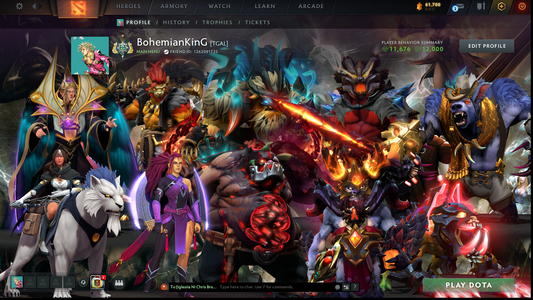 Archon I | MMR: 2197 - Behavior: 12000 | Pudge Arcana | 2 Personas: AM & Mirana | Many Sets | 40+ Expensive Immortals | 3700+ Hours Played | Complete Access