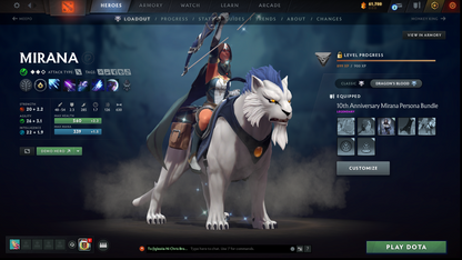 Archon I | MMR: 2197 - Behavior: 12000 | Pudge Arcana | 2 Personas: AM & Mirana | Many Sets | 40+ Expensive Immortals | 3700+ Hours Played | Complete Access