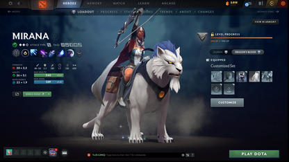 Divine V | MMR: 5545 | Behavior: 10952 | 2 Arcanas: Shadow Fiend & Rubick | 2 Personas: AM & Mirana | Many Immortals & Items | Complete 10th Anniversary | Mainpool | High Trophy Level | 2,500+ Hours | Full Access
