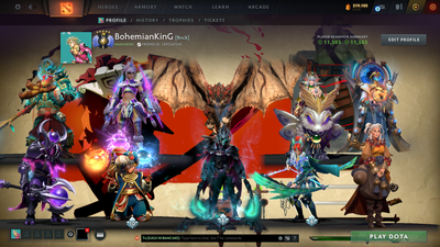 Divine V | MMR: 5340 | Behavior: 11505 | Phantom Assassin Arcana | 2 Personas: Invoker & AM | Quartero's Curious Sets (All Styles Unlocked) | Many Cache Sets & Items | Mainpool | High Trophy Level | 1600+ Hours | Full Access