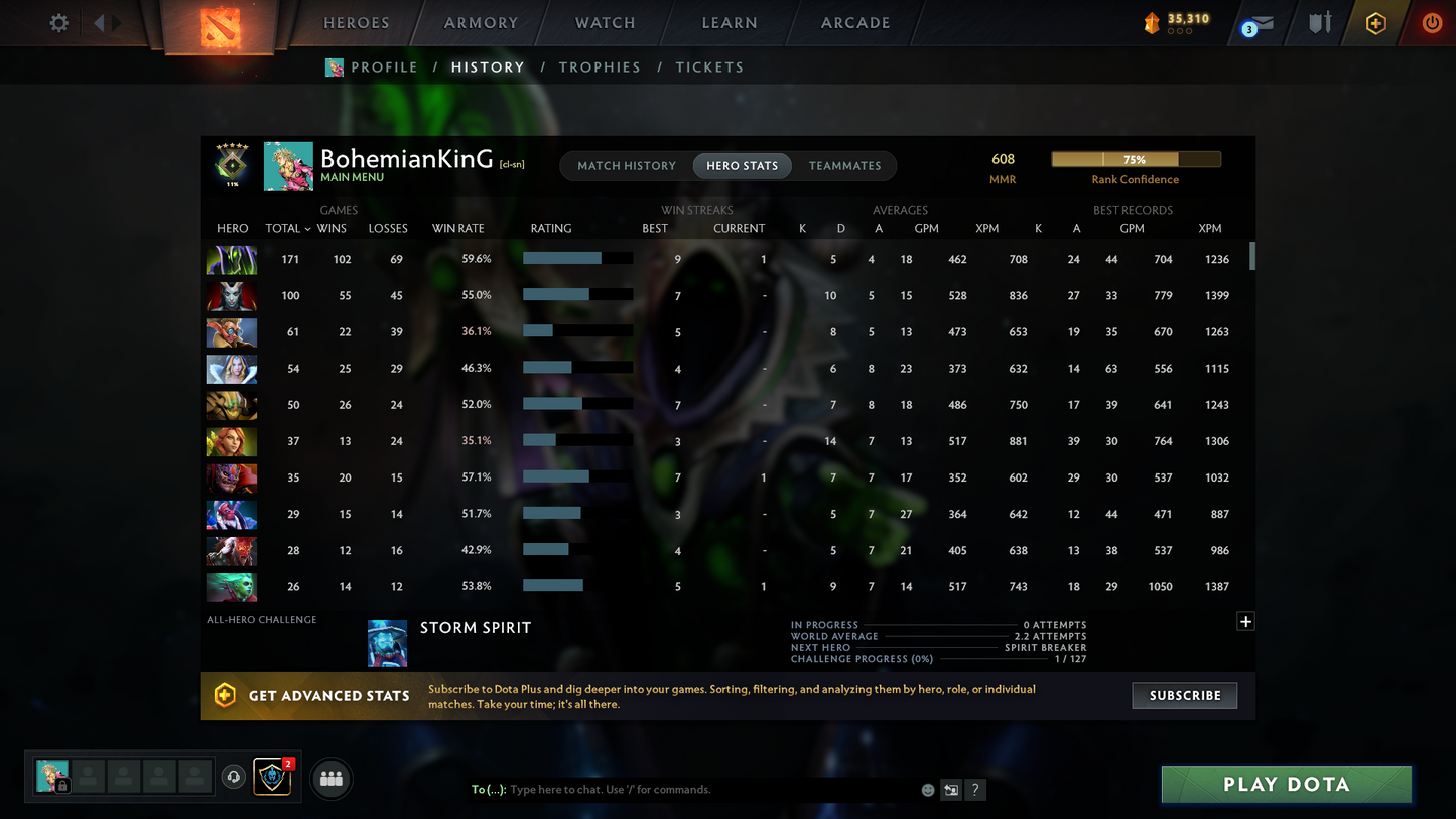 Herald V | MMR: 608 | Behavior: 7002 | Decent Items | Mainpool | 1000+ Hours | Full Access | Perfect to Smurf | Quick Que