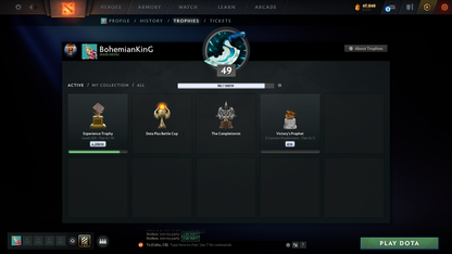 Immortal | MMR: 5604 | Behavior: 11963 | 3 Arcanas: Terrorblade, Legion & Pudge | Mir Persona | Many Immortals & Items | Complete 10th Anniversary | Mainpool | High Trophy Level | 2,100+ Hours | Full Access