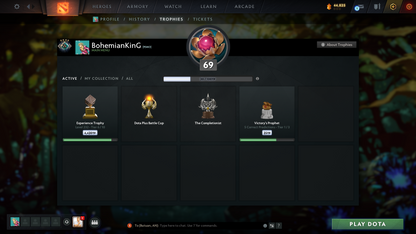 Crusader IV | MMR: 1876 - Behavior: 10334 | Battlepass: TI7 | Arcanas - IO & Zeus | Kunkka Shark Immortal | Invoker & AM Persona | Reef's Edge Terrain | Rare Cache Sets & Items | 2300+ Hours | Complete Access