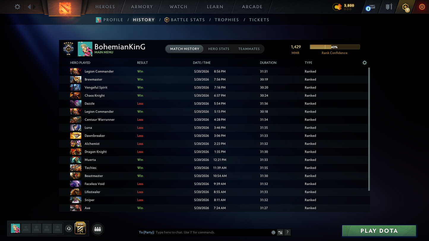 Guardian V | MMR: 1429 | Behavior: 11475 | Ready for Smurf | Fast Queue | Calibrated | Instant Delivery | Complete Access