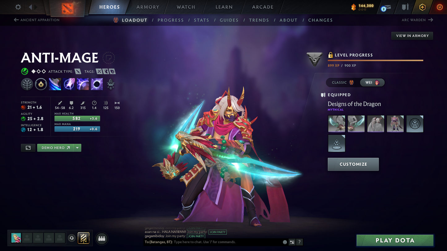 Divine V | MMR: 5249 | Behavior: 11170 | 10,700+ Matches | 2 Arcanas: Juggernaut & Legion | 2 Personas: AM & Mirana | Fully Stacked with Immortals & Items | Complete 10th Anniversary | Mainpool | 2014 Account | High Trophy Level | Full Access