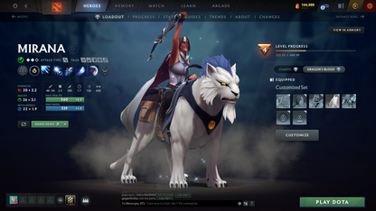 Divine V | MMR: 5249 | Behavior: 11170 | 10,700+ Matches | 2 Arcanas: Juggernaut & Legion | 2 Personas: AM & Mirana | Fully Stacked with Immortals & Items | Complete 10th Anniversary | Mainpool | 2014 Account | High Trophy Level | Full Access