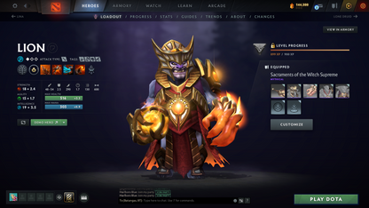 Divine V | MMR: 5249 | Behavior: 11170 | 10,700+ Matches | 2 Arcanas: Juggernaut & Legion | 2 Personas: AM & Mirana | Fully Stacked with Immortals & Items | Complete 10th Anniversary | Mainpool | 2014 Account | High Trophy Level | Full Access