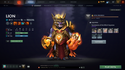 Ancient V | MMR: 4409 | Behavior: 12000 | 3 Arcanas: Terrorblade, Shadow Fiend & Zeus | AM Persona | Fully Stacked with Cache Sets, Immortals & Items | Mainpool | 2700+ Matches | High Trophy Level | 2016 Account