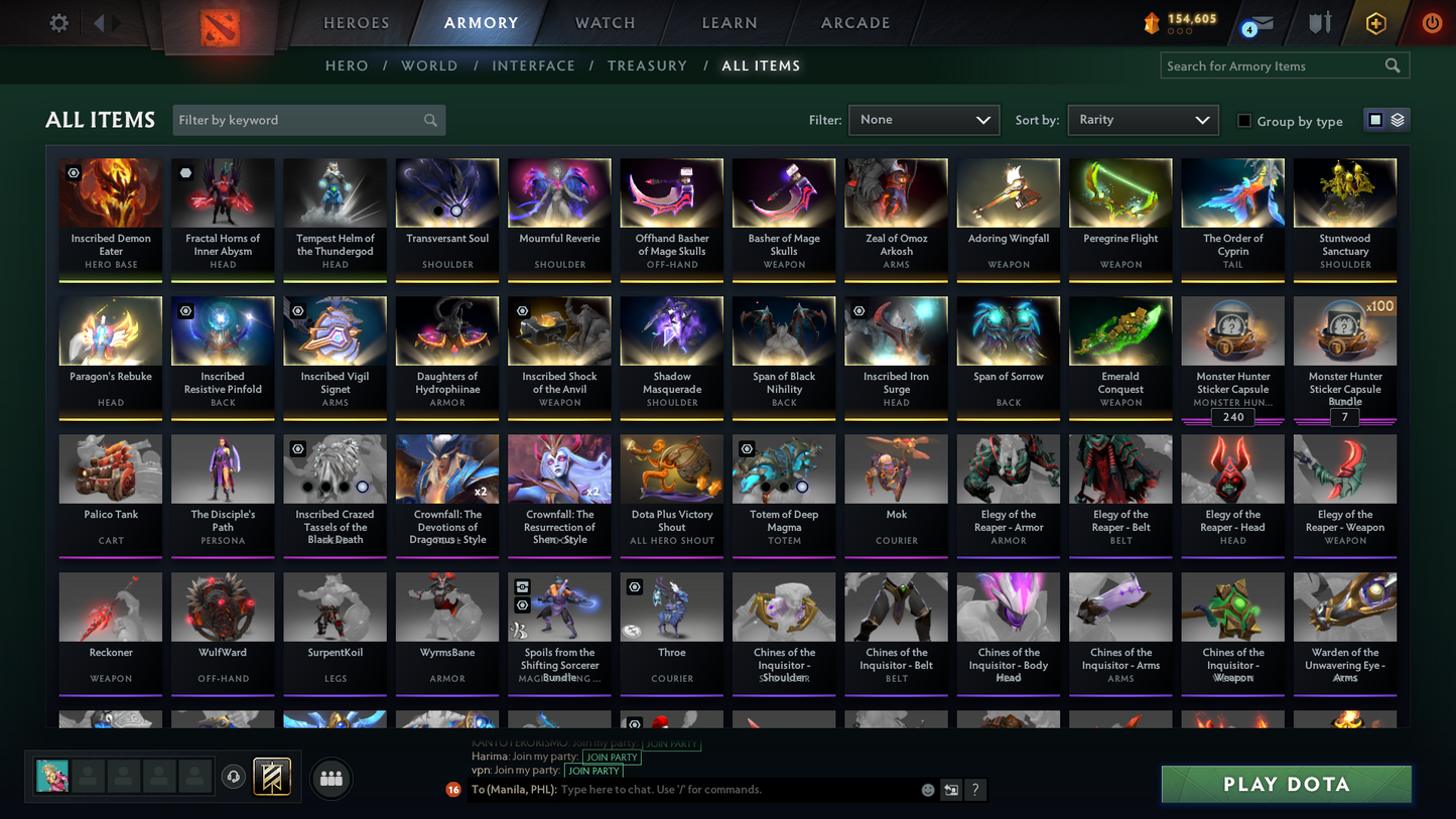 Ancient V | MMR: 4409 | Behavior: 12000 | 3 Arcanas: Terrorblade, Shadow Fiend & Zeus | AM Persona | Fully Stacked with Cache Sets, Immortals & Items | Mainpool | 2700+ Matches | High Trophy Level | 2016 Account