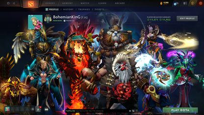 Archon II | MMR: 2444 - Behavior: 11952 | 2 Arcanas: Pudge & Shadow Fiend | Loaded with Sets and Immortals | 3800+ Hours Played | 2014 Account | Complete Access