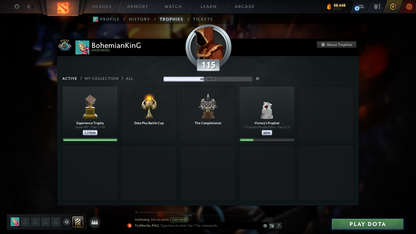 Crusader V | Behavior: 12000 | BATTLEPASS: TI7, TI9 & TI10 | 8 Arcanas - Wraith King, Windranger, QOP, IO, Earthshaker, MK, Techies & Pudge | Axe, Tiny & Kunkka Shark Prestige | 6 Exclusive Personas | 3 Terrains | Tons of Cache Sets | 7500+ Matches
