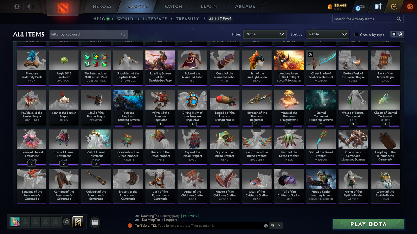 Crusader V | Behavior: 12000 | BATTLEPASS: TI7, TI9 & TI10 | 8 Arcanas - Wraith King, Windranger, QOP, IO, Earthshaker, MK, Techies & Pudge | Axe, Tiny & Kunkka Shark Prestige | 6 Exclusive Personas | 3 Terrains | Tons of Cache Sets | 7500+ Matches