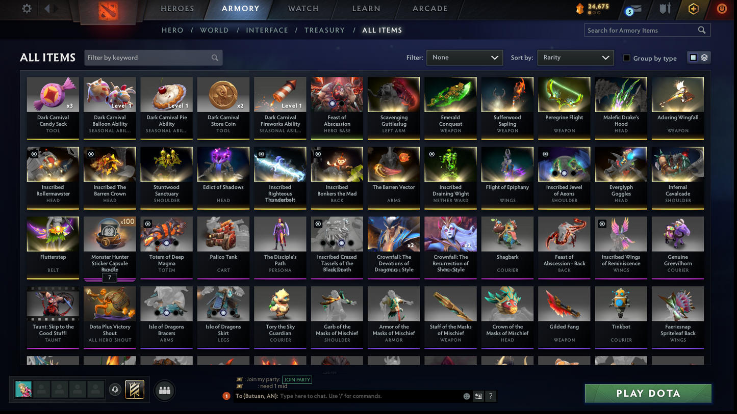 Archon IV | MMR: 2722 - Behavior: 8978 | Pudge Arcana | Anti Mage Persona | Fully Stacked with Rare Sets and Immortals | 3100+ Matches | Mainpool | Fast Queue | Complete Access