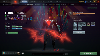 Immortal Leaderboard 2650 | MMR: 7664 - Behavior: 12000 | Terrorblade & Lina Arcana | Anti Mage Persona | Loaded with Sets & Items | Quartero's Curious (All Sets Unlocked) | 2400+ Matches | Mainpool | Trophy Level: 270+ | Complete Access