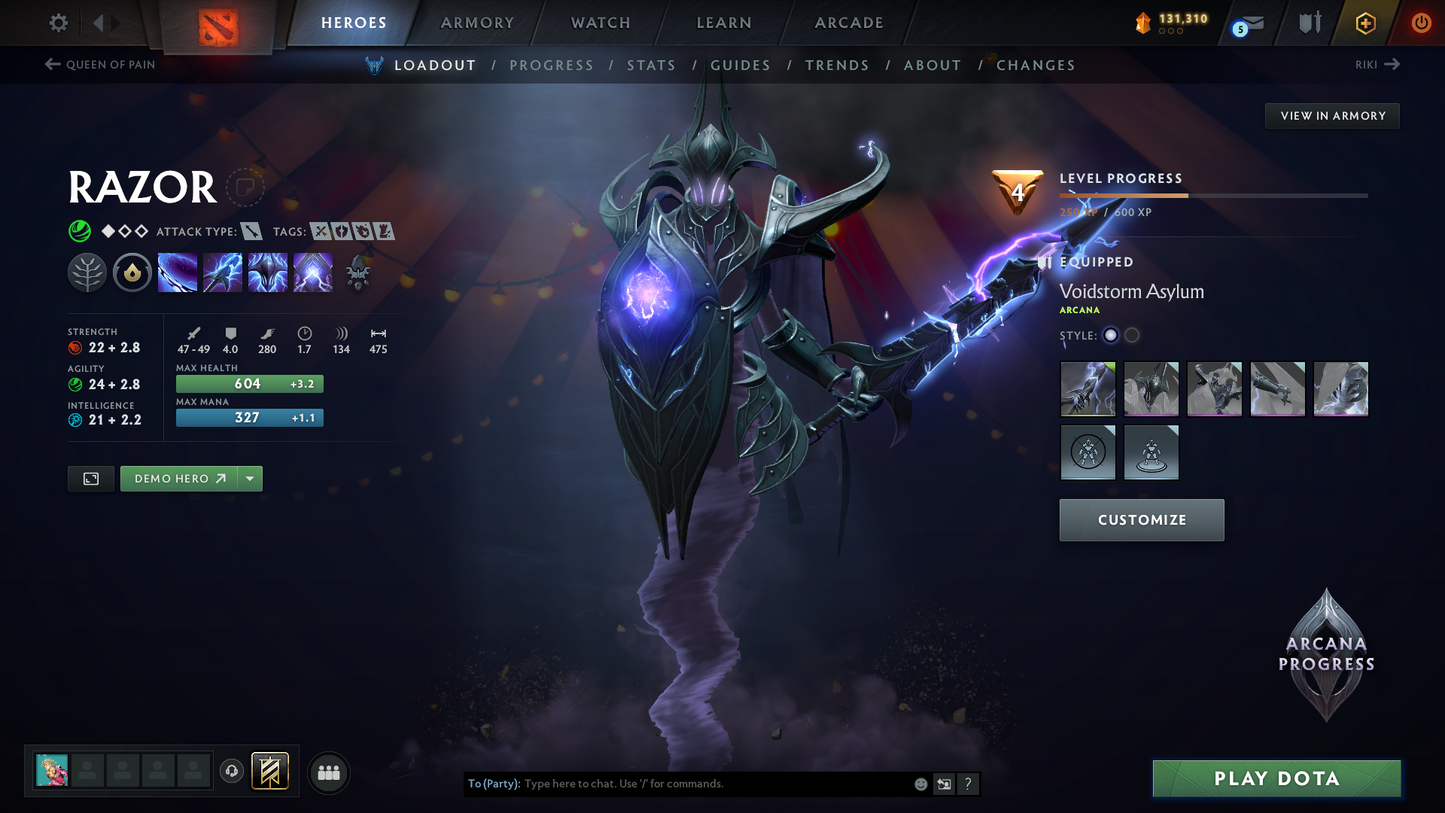 Archon IV | MMR: 2854 | Battlepass: TI11 | 5 Arcanas: Void, Razor, Monkey King, Lina & Legion | 4 Personas: PA, CM, AM & Pudge | Primal Prestige | Reef's Edge Terrain | Tons of Cache Sets & Items | Stacked Account | 3000+ Hours Played | Complete Access