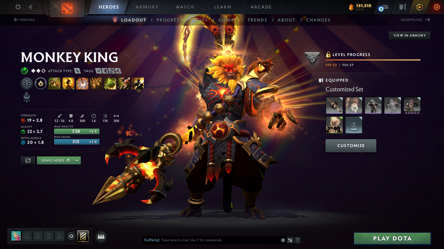 Archon IV | MMR: 2854 | Battlepass: TI11 | 5 Arcanas: Void, Razor, Monkey King, Lina & Legion | 4 Personas: PA, CM, AM & Pudge | Primal Prestige | Reef's Edge Terrain | Tons of Cache Sets & Items | Stacked Account | 3000+ Hours Played | Complete Access