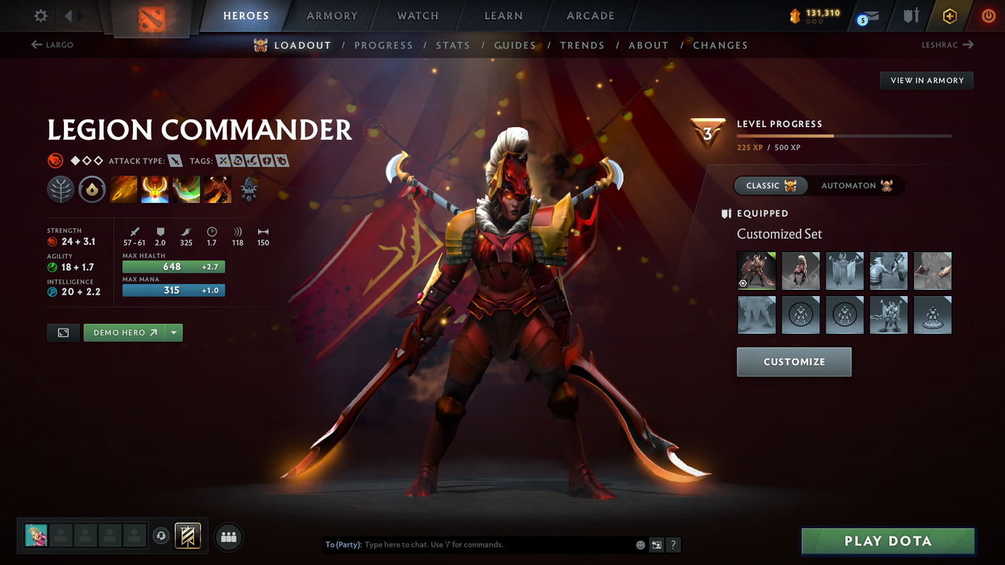 Archon IV | MMR: 2854 | Battlepass: TI11 | 5 Arcanas: Void, Razor, Monkey King, Lina & Legion | 4 Personas: PA, CM, AM & Pudge | Primal Prestige | Reef's Edge Terrain | Tons of Cache Sets & Items | Stacked Account | 3000+ Hours Played | Complete Access